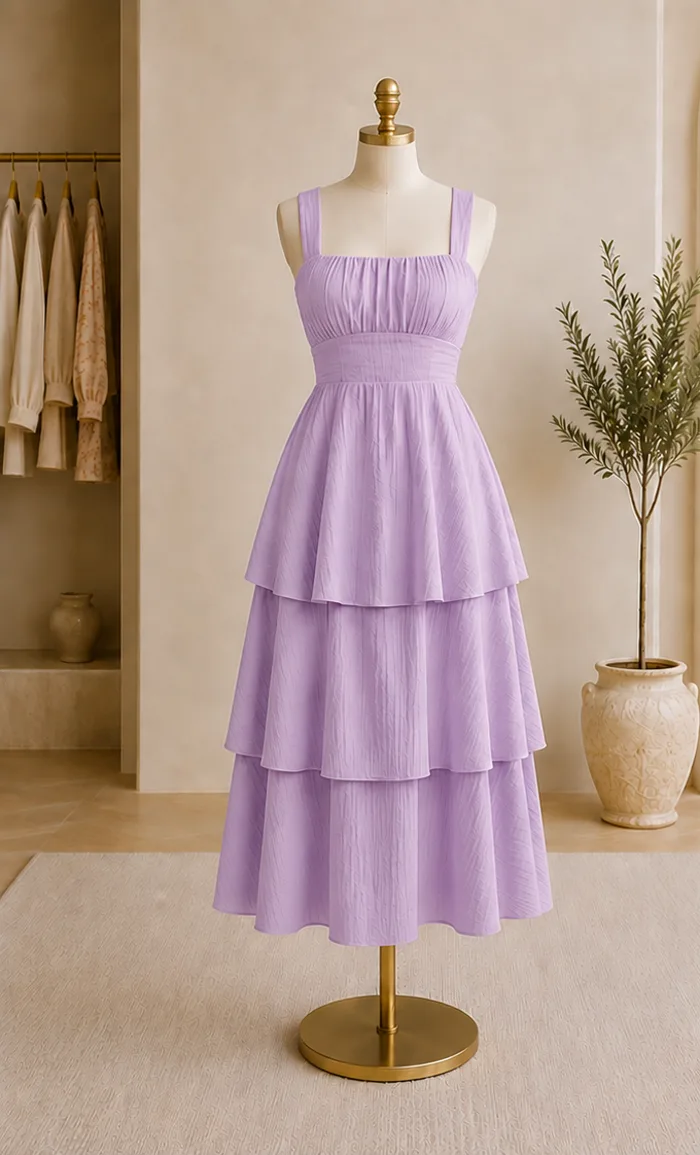 Tiered Bow-Back Midi Dress