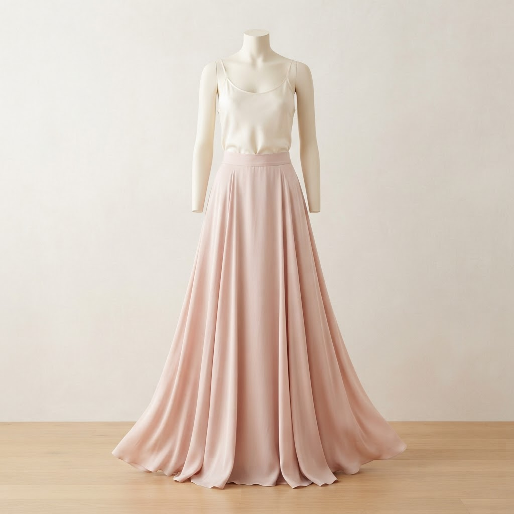 Rosé Flowing Maxi Skirt